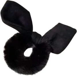 scrunchie-gumka-do-wlosow-czarna-frotka-futerko-plusz-uszy-krolika-rabbit