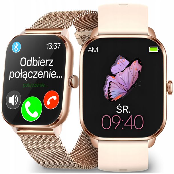 Zdjęcia - Smartwatche Smart Watch SMARTWATCH ZEGAREK DAMSKI POLSKIE MENU ROZMOWY SMS  + 2 PASKI 