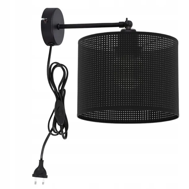 KINKIET LAMPKA ŚCIENNA AŻUR ABAŻUR DZIURKI WTYCZKA 20cm LOFT