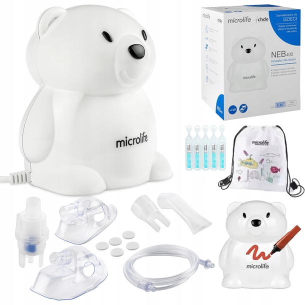 ﻿Inhalator NEBULIZATOR Microlife NEB 400 MIŚ CICHY DLA DZIECI NEB400 +SÓL