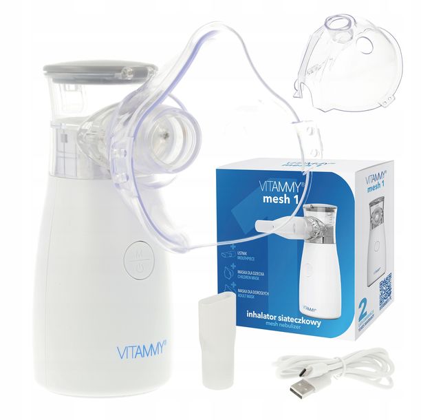 ﻿INHALATOR SIATECZKOWY NEBULIZATOR PRZENOŚNY VITAMMY MESH 1 USB CICHY