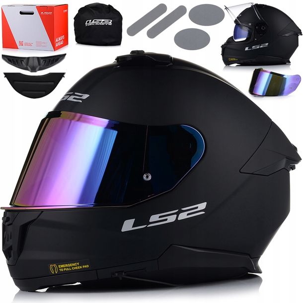 Фото - Мотошолом LS2 ﻿KASK MOTOCYKLOWY  FF808 STORM II CZARNY MĘSKI BLENDA + TĘCZOWA SZYBA 