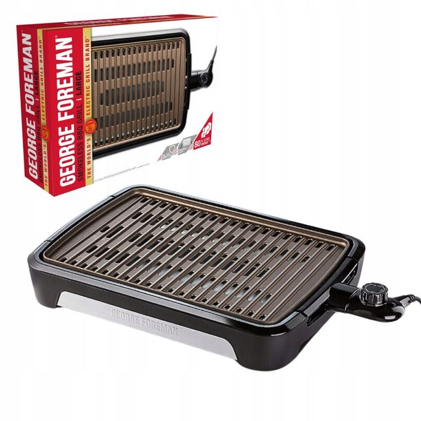 ﻿GEORGE FOREMAN SMOKELESS BBQ ELECTRIC GRILL & LARGE BEZDYMNA DUŻY RUSZT