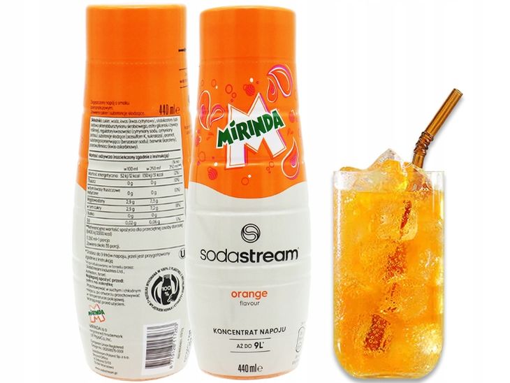 SYROP KONCENTRAT MIRINDA DO SATURATORA SODASTREAM 9L NAPOJU z 440ml