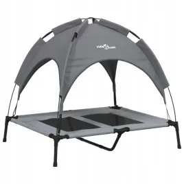 legowisko-dla-psa-z-baldachimem-antracytowe-tkanina-i-stal