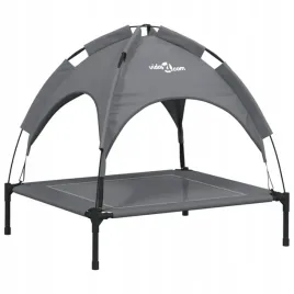 legowisko-dla-psa-z-baldachimem-antracytowe-tkanina-i-stal