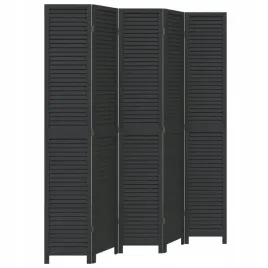 parawan-pokojowy-5-panelowy-czarny-lite-drewno