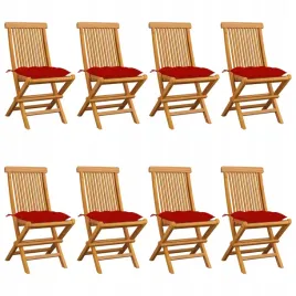 krzesla-ogrodowe-z-czerwonymi-poduszkami-8-szt-drewno-tekowe
