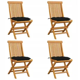 krzesla-ogrodowe-czarne-poduszki-4-szt-lite-drewno-tekowe