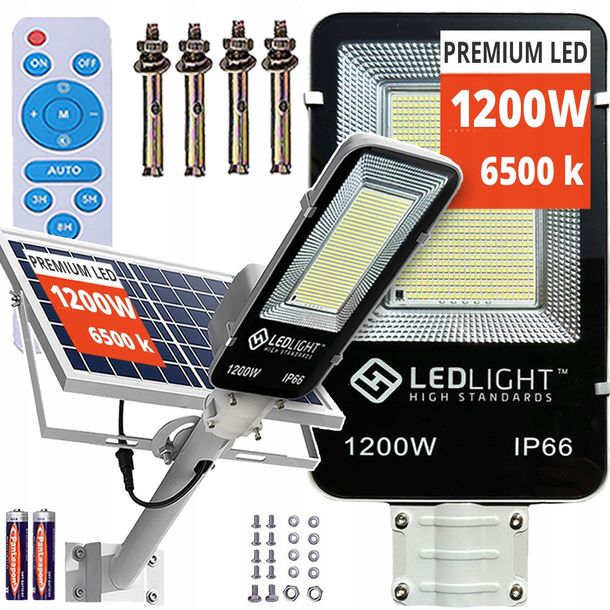 Zdjęcia - Naświetlacz LED / lampa zewnętrzna Vogler ﻿Lampa Solarna LED Regulowany Panel Mocna Ogrodowa Wysoka Odporność 1200W 