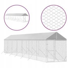 kojec-dla-psa-z-dachem-srebrny-2x14x25m-stal-galwanizowana
