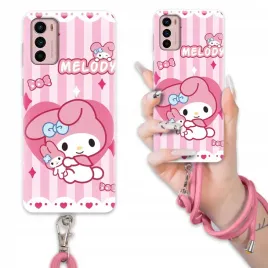 Etui + Różowy Sznurek Do MOTOROLA G42 Obudowa KUROMI My Melody