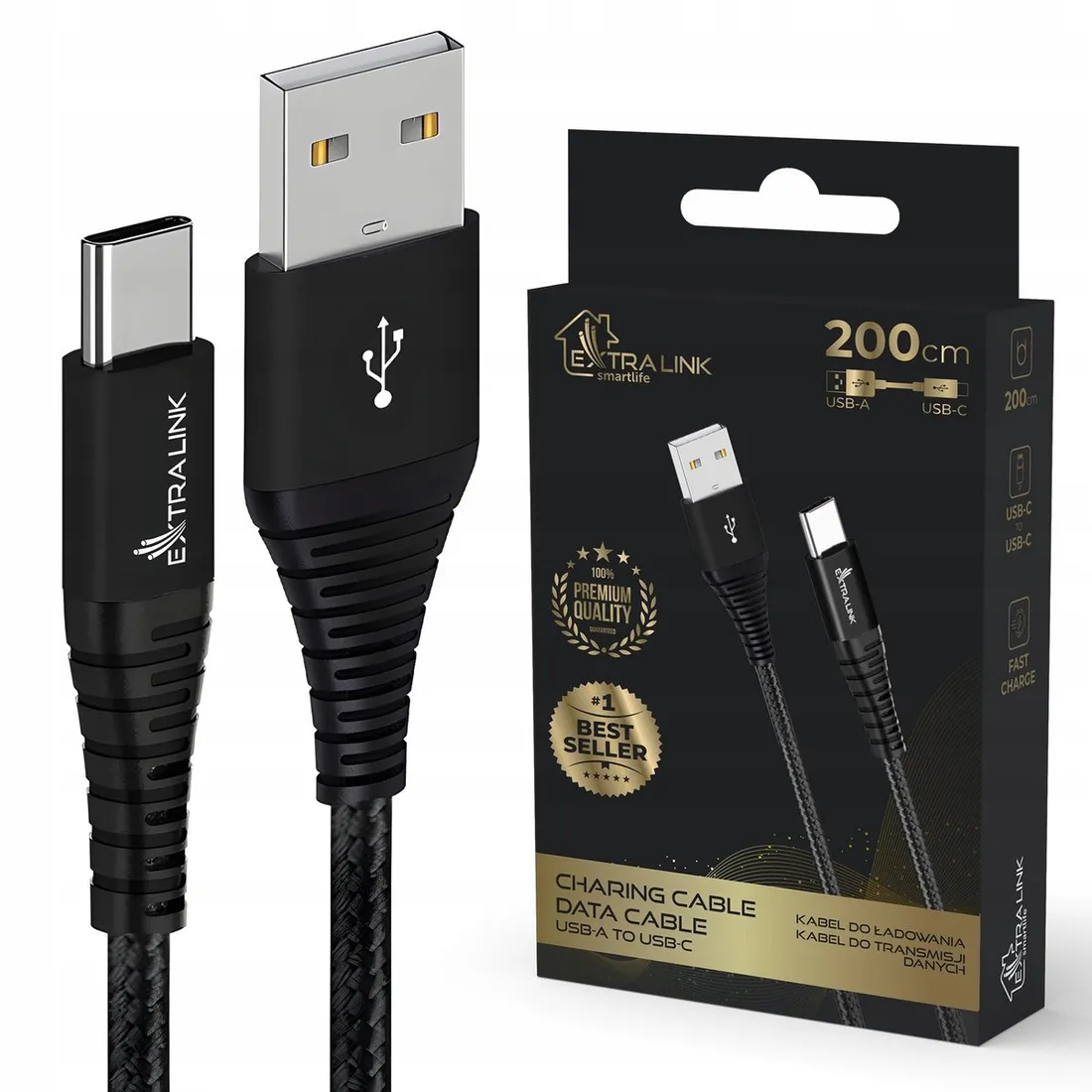 kabel-extralink-usb-usb-typ-c-2-m-czarny