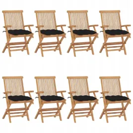 krzesla-ogrodowe-z-czarnymi-poduszkami-8-szt-drewno-tekowe