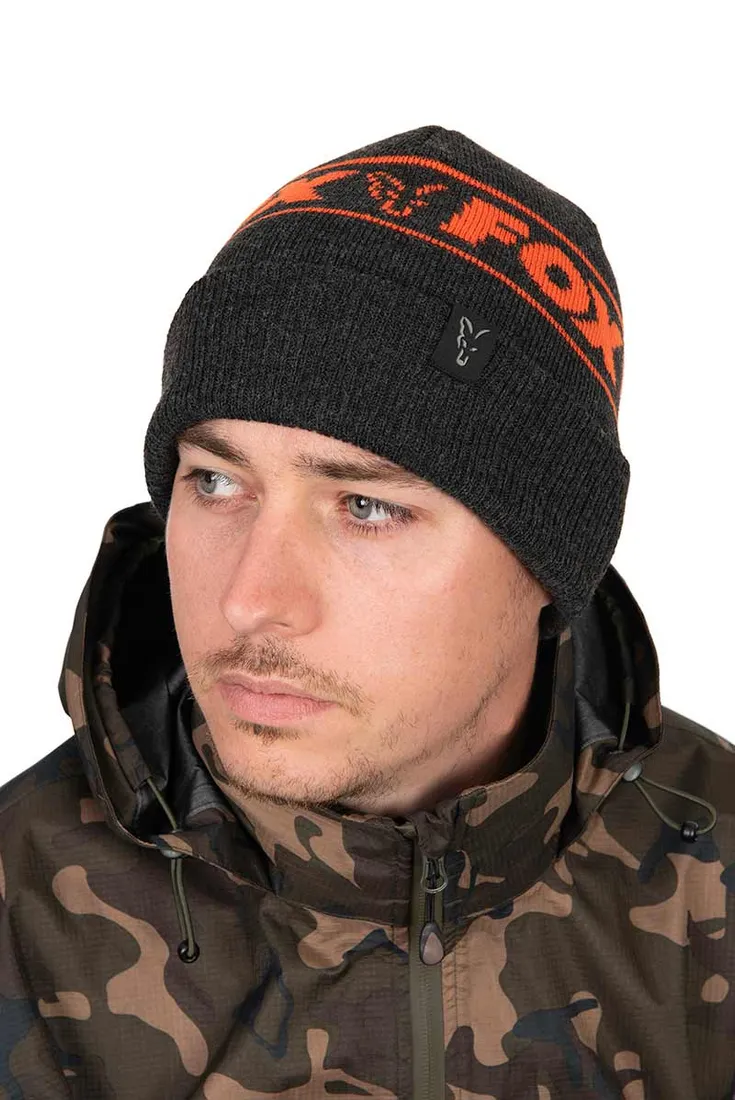 fox-czapka-black-orange-beanie-stan-nowy
