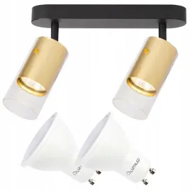 zestaw-oprawa-spot-zloty-2xgu10-sufitowa-kinkiet-2x-zarowka-led-gu10-6w