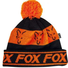 czapka-fox-black-orange-lined-bobble-hat
