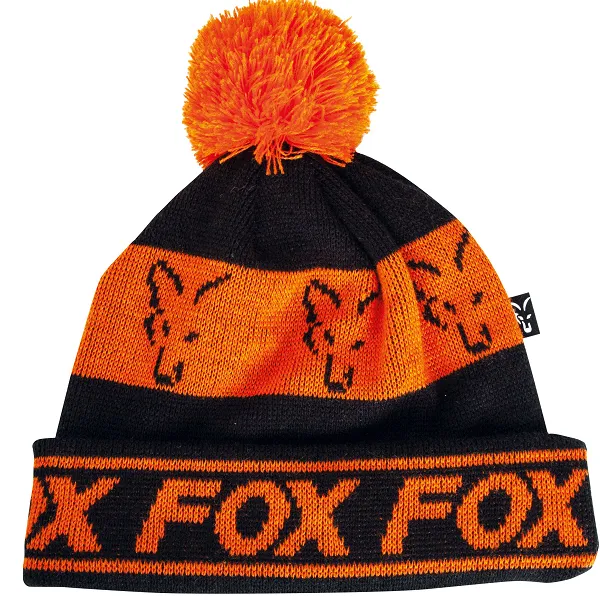czapka-fox-black-orange-lined-bobble-hat