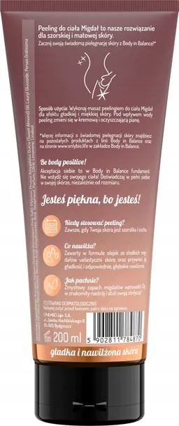 onlybio-peeling-cukrowy-migdal-200-ml-waga-z-opakowaniem-0-3-kg