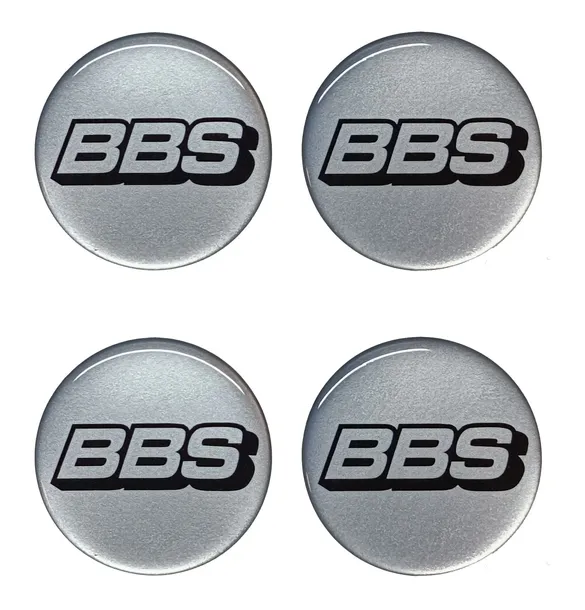 NAKLEJKI NA DEKIELKI FELGI KOŁPAKI BBS SREBRNE 64 MM