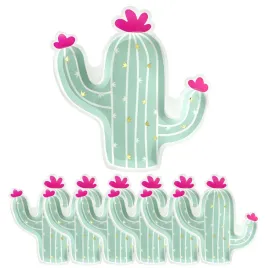 talerze-talerzyki-papierowe-kaktus-jasnozielone-pastelowe-rozowy-kwiat-6szt