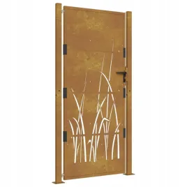 furtka-ogrodowa-105x205-cm-stal-kortenowska-motyw-trawy