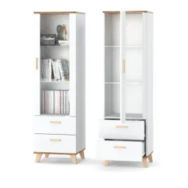 witryna-oslo-biala-regal-slupek-2-szuflady-szafka-styl-skandynawski