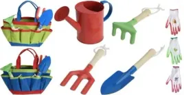 zestaw-ogrodowy-dzieciecy-konewka-grabki-lopatka-rekawice-ogrodowe