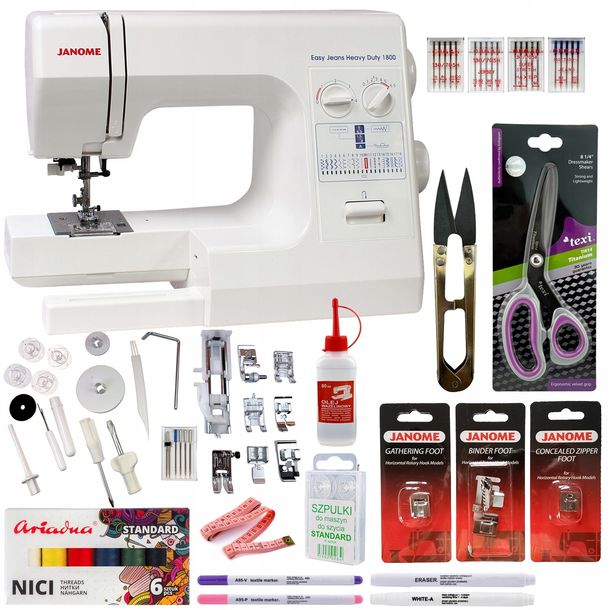 JANOME EASY JEANS HD1800 wzmocniona mechaniczna maszyna do szycia + GRATIS