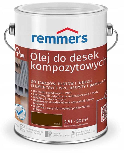 Фото - Лаки й лазурі ﻿Olej do deski kompozytowej 2,5l brązowy - REMMERS