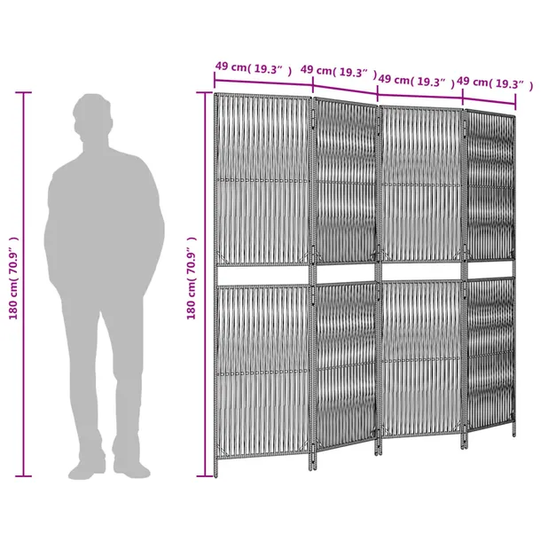parawan-4-panelowy-szary-polirattan-stan-nowy