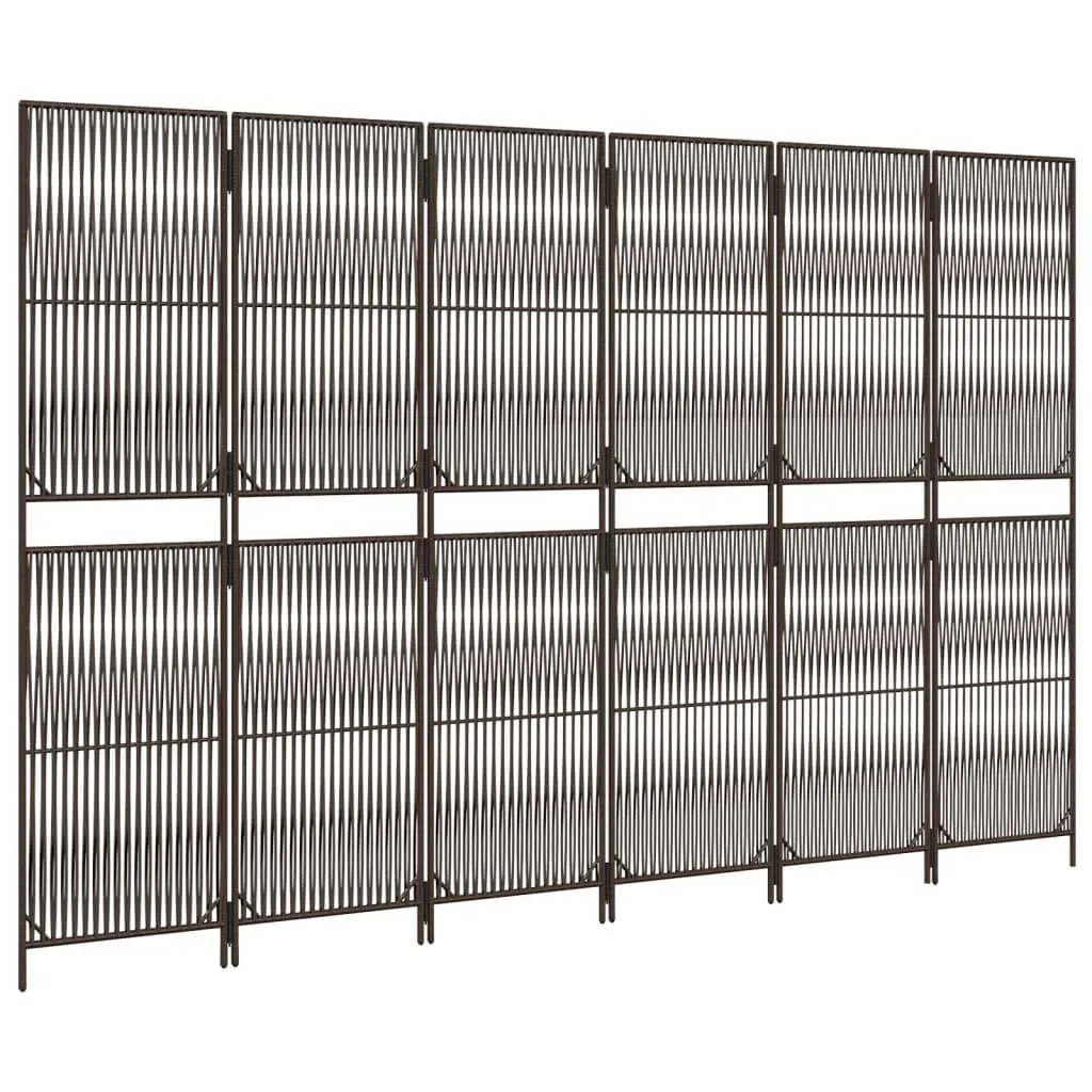 parawan-6-panelowy-brazowy-polirattan