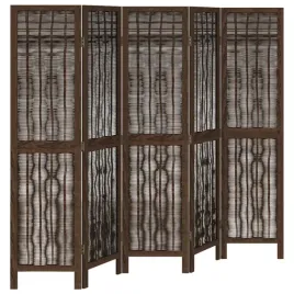 parawan-pokojowy-5-panelowy-ciemny-braz-lite-drewno-paulowni