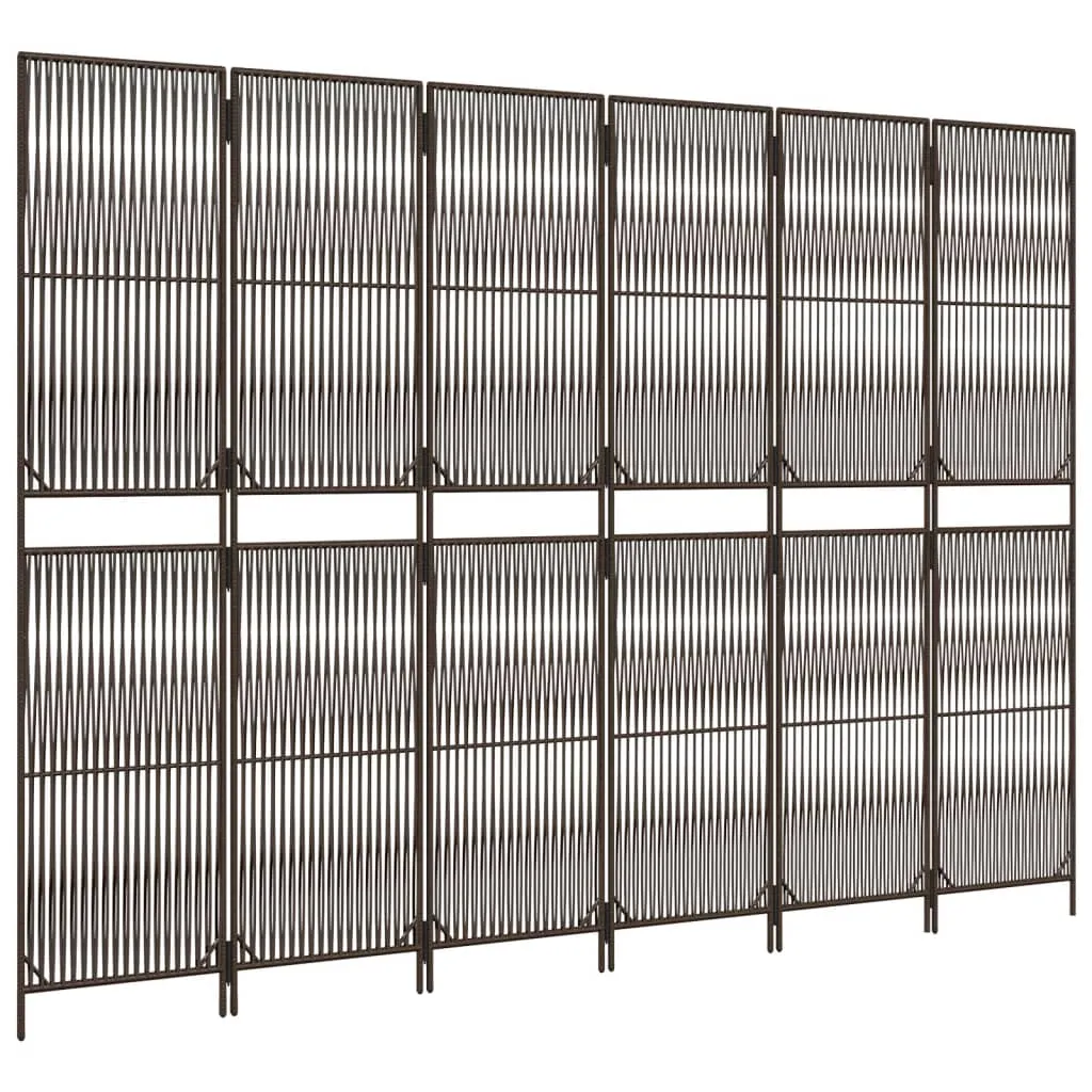 parawan-6-panelowy-brazowy-polirattan