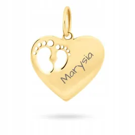 zlota-zawieszka-wisiorek-serce-stopki-grawer-585