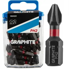 graphite-bity-udarowe-1-4-ph2-x-25mm-stal-s2-20szt-w-pudelku-56h531