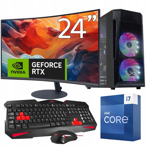 ZESTAW GAMINGOWY I7 OC 16GB 512GB SSD RTX W11 + MONITOR 24