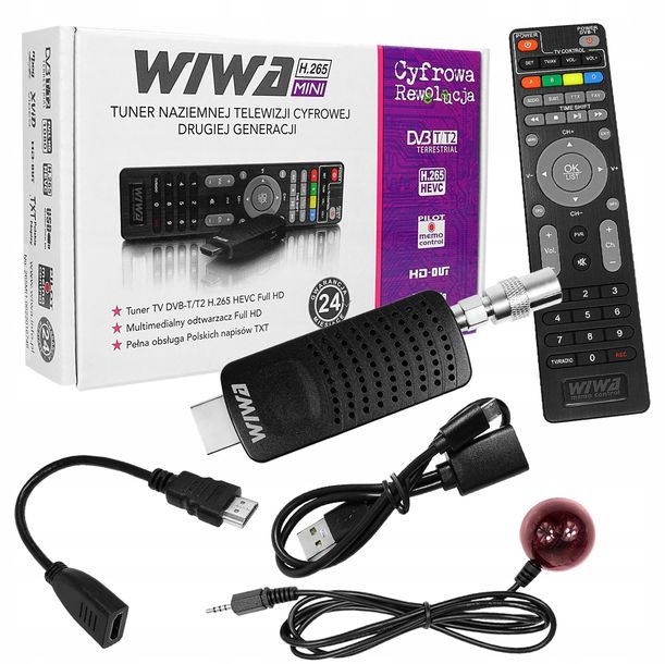 Tuner DVB-T2 Wiwa H.265 MINI dekoder cyfrowy najnowszy standard