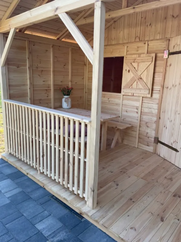 duzy-domek-letniskowy-5x3-ogrodowy-drewniany-swierk-sosna-z-tarasem-solidny-stan-nowy