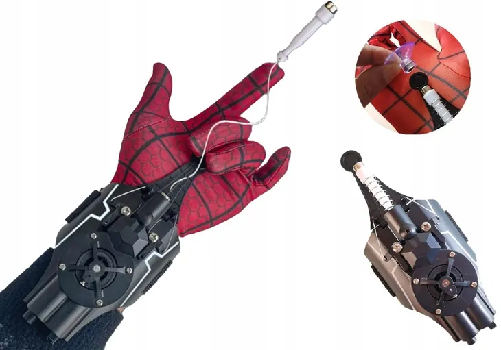 SPIDERMAN WYRZUTNIA SIECI STRZELAJĄCA ZESTAW RĘKAWICA SIEĆ