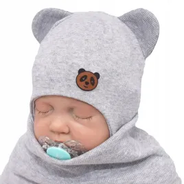 szary-komplet-pandusia-czapka-komin-r-46-48-wiazany-bawelna-prazki