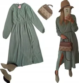 sukienka-muslinowa-dluga-bawelna-khaki-rozciecie