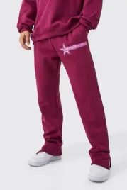bordowe-spodnie-dresowe-ocieplane-klasyczne-proste-nadruk-boohoo-s