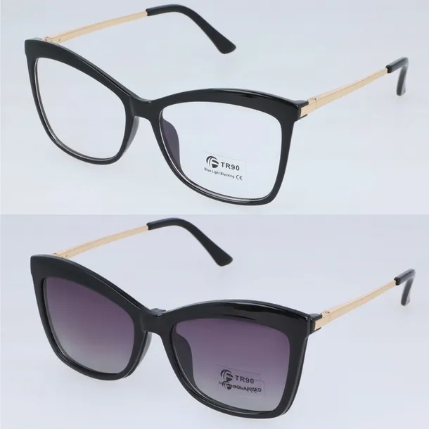 okulary-damskie-polaryzacyjne-kocie-oprawki-nakladki-clip-on-stan-opakowania-oryginalne