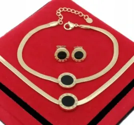 komplet-zloty-3-cz-czarne-oczko-stal-chirurgiczna