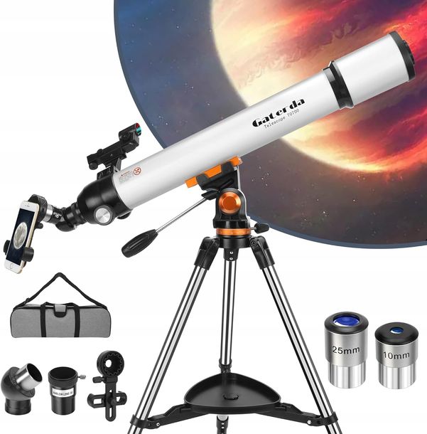 TELESKOP ASTRONOMICZNY REFRAKCYJNY GATERDA 70/700mm 28x-210x +AKCESORIA