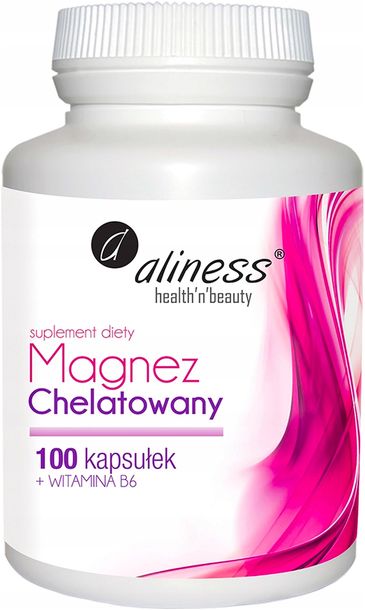 Фото - Вітаміни й мінерали Aliness MAGNEZ CHELATOWANY 560mg + Witamina B6 x 100 kaps. 