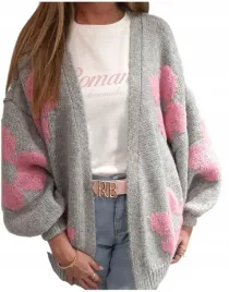 cocomore-sweter-kardigan-szary-rozowy-kwiaty-nowosc