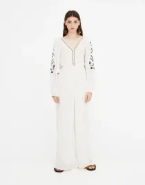 pull-and-bear-kremowy-kombinezon-paski-hafty-m