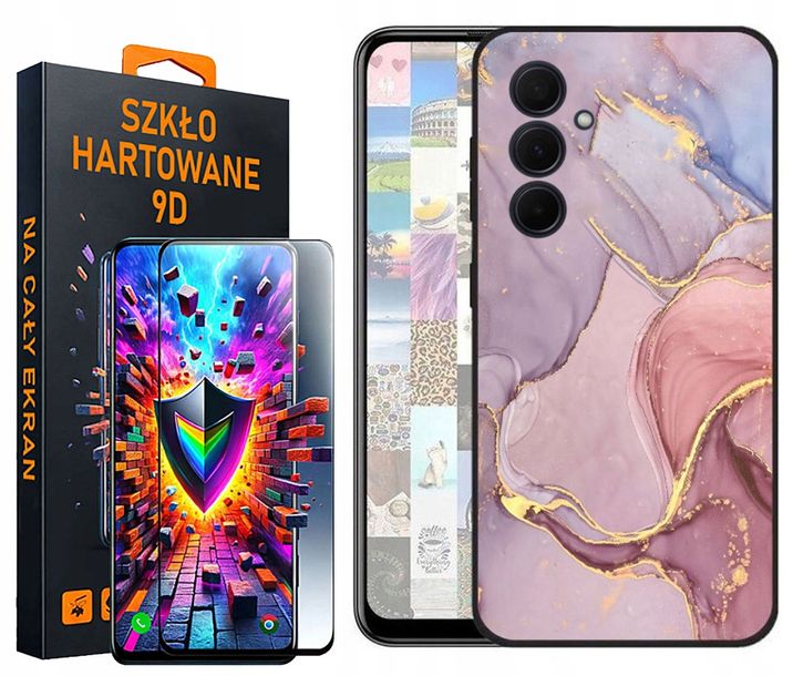 ﻿Etui do Samsung Galaxy A55 5G NADRUKIEM WZORY PANCERNE +SZKŁO NA CAŁY EKRAN